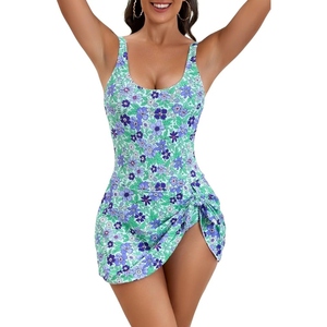 Trendy Swim Dress With <b>Flowy</b> Skirt Design Perfect Blend Of Fashion Comfort And Beach Ready Style - Product Image 1