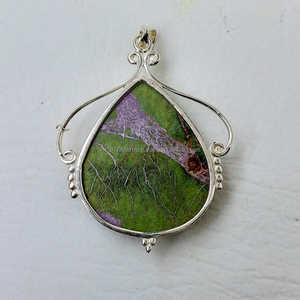 Colgante bohemio de Plata de Ley 925, piedra preciosa de purpurita Natural envejecida, joyería chapada en oro hecha a mano para ella para compromiso - Product Image 2