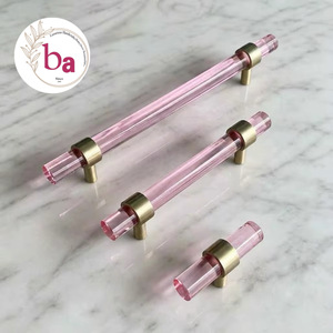 ชุดมือจับเฟอร์นิเจอร์อะคริลิคทรงตัวที ลายลูกปัด สีชมพูทอง สไตล์ร่วมสมัย เป็นมิตรกับสิ่งแวดล้อม ทนทาน ใช้สำหรับลิ้นชัก ตู้ ตกแต่งบ้านและบาร์ - Product Image 5