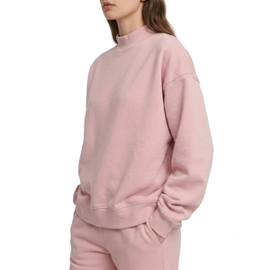 Wholesale Winter Printed Embroidered Front Oversized Fleece <b>Pullover</b> <b>Women</b> Mock Neck Sweatshirt Casual Streetwear Custom OEM Low - Product Image 3