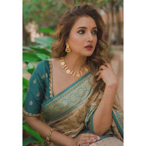 Sari tissé en tissu pur Zari de qualité supérieure de Rupali Bhosle avec des tissages contrastés, robes de soirée élégantes 0,7g - Product Image 3