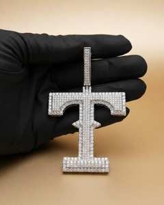 Colgante de letra VVS Moissanite HipHop de plata 925 con incrustaciones de circonitas, colgante personalizado con inicial del alfabeto, joyería estilo rapero. - Product Image 5