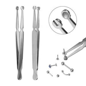 Hot Sale Stainless Steel German Bead Holding Tweezers <b>Ball</b> Holder <b>Piercing</b> Tool with Captive Jewelry Grip - Product Image 1