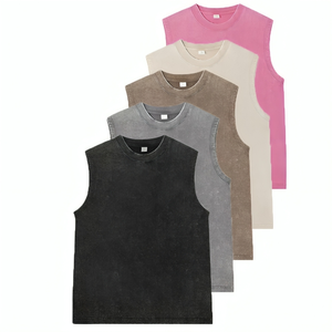 Heavyweight Cotton Sleeveless Vest 230 GSM Vintage Washed Oversized T Shirt Unisex Plus Size - Product Image 1