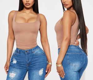 Débardeur de yoga et fitness respirant sans manches pour femme, col carré, séchage rapide, extensible dans les quatre sens, tricoté, court, pour l'été - Product Image 3