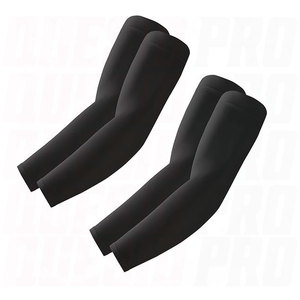 Manchons de compression sportifs QUESID PRO personnalisés noirs, respirants, élastiques et légers, avec protection UV pour hommes et femmes - Product Image 1