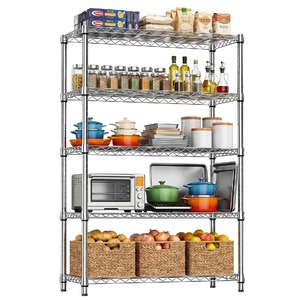 Estante de Cocina de Acero Inoxidable Plateado Duradero de 5 Niveles, Estante de Almacenamiento Moderno de Varias Capas para Organizar los Artículos Esenciales de la Cocina a Bajo Costo - Product Image 2