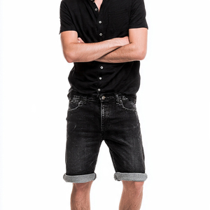 Shorts en jean pour hommes, style streetwear, coupe ample, taille haute à boutons, pour l'été et le printemps - Product Image 5