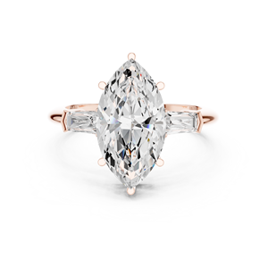 Elegante Anillo de Oro Amarillo de 14K con Diamante Cultivado en Laboratorio Certificado por IGI, Corte Marquesa de 3 CT y Corte Baguette Lateral, para Aniversario, Boda o Compromiso - Product Image 5