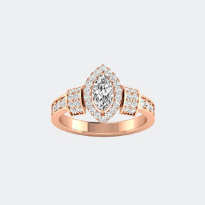 แหวนทอง 14k ประดับเพชรทรงมาร์คีส์ 1.05 กะรัต สี E พร้อมใบรับรอง ประดับด้วยวงแหวนทรงเหลี่ยม - Product Image 3