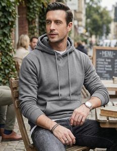 Sudadera con Capucha para Hombre, Color Sólido, 100% Algodón, Felpa, Corte Regular, Informal, con Bolsillo, Estilo Tejido, Personalizable - Product Image 5