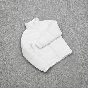 Veste matelassée blanche pour homme avec logo personnalisé, impression de logo, fermeture éclair coupe-vent, rembourrage en polyester, manteau d'hiver décontracté, coupe régulière - Product Image 6