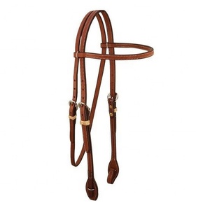 Headstall de cheval en cuir véritable réglable Western Headstall pour cheval - Product Image 1