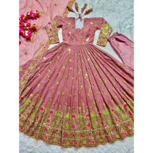 Robe Anarkali et pantalon de style fantaisie pour soirée, avec dupatta, vêtements indiens et pakistanais - Product Image 3