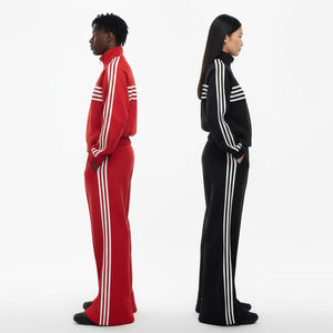 Survêtement unisexe rétro d'hiver imprimé, écologique, léger, 100% coton, veste zippée à rayures latérales, pantalon large évasé - Product Image 6