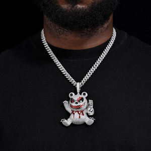 Pendentif 3D dessin animé Iced Out pour homme, bijoux punk en argent sterling, moissanite VVS, pendentif Ours Tueur Sorcier, bijoux Hip Hop - Product Image 2