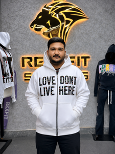 Men's White Hooded <b>Sweatshirt</b> Regular Fit Solid Color Casual Style Screen Print logo with Multi Color Rhinestones <b>Work</b> Hoodie - Product Image 1