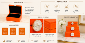 Luxury Orange Color Mirror <b>Glass</b> Decorative Storage Box Agate <b>Knob</b> Premium Jewelry Vanity Organizer Boxes Home Decor Lacquer - Product Image 5