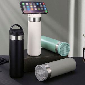 Bouteille d'eau sport en acier inoxydable 316 isolée multicolores avec poignée, support pour téléphone et miroir de maquillage - Product Image 1