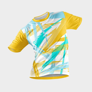 เสื้อฟุตบอลชายแบบสั่งทำพิเศษ พิมพ์ลายซับลิเมชั่น แขนสั้น คอวี ลายคลื่นสีน้ำเงิน ระบายเหงื่อได้ดี - Product Image 4