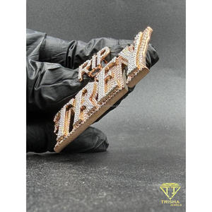 Moissanite Diamond Custom RIP TREY Pendant Iced Out Hip Hop Necklace <b>Memorial</b> Jewelry <b>Gift</b> - Product Image 5