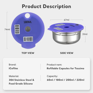 ICafilas Capsules de café réutilisables en acier inoxydable écologiques modernes, filtres rechargeables compatibles Tassimos - Product Image 6