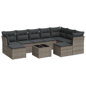 Grey Garden <b>Sofa</b> Set 8 Seater <b>Rattan</b> Outdoor Furniture Weather Resistant Contemporary Design - Product Image 2