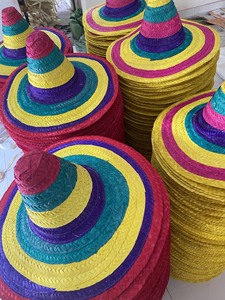 Custom Logo Printed Seagrass <b>Straw</b> Sombrero <b>Hat</b>-Striped Design for Sports Beach Party Casual Events Unisex Adult Adjustable Fit - Product Image 1