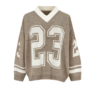 Pull en tricot respirant à motif graphique, col rond, pull chaud d'hiver - Haut décontracté en maille unie élégant pour femme - Product Image 2