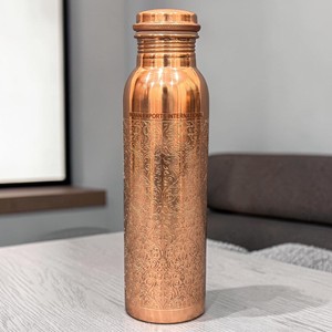 Royal Scrollwork <b>Copper</b> <b>Drinking</b> <b>Bottle</b> from Indian exports international. ( Certified pure <b>copper</b> ) - Product Image 1