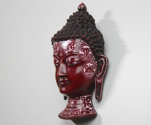 Cabeza de Buda Roja de Resina, Adorno de Pared con Cabeza de Buda, Decoración para el Hogar, Adorno Decorativo - Product Image 1