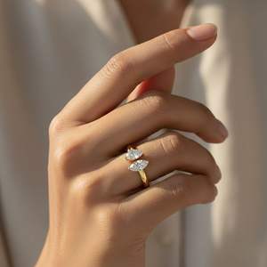 แหวนเพชรทรงมาร์คีส์และทรงลูกแพร์ 1.30 กะรัต แบบ Toi Et Moi ตัวเรือนทอง 9K - Product Image 6