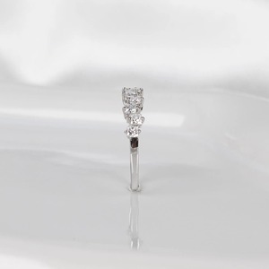 Bague de mariage en or 14 carats avec diamant de laboratoire taille princesse, demi-éternité empilable, diamant CVD, cadeau pour anniversaire ou promesse - Product Image 2