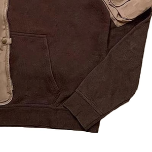 Sudadera con capucha extragrande para hombre, de forro polar, con panel de bolsillo táctico y diseño de patchwork, ropa informal de otoño - Product Image 3