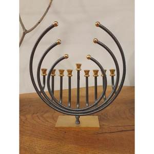 Gold <b>Silver</b> Curved Metal Menorah Candle Holder Hanukkah Decorative Table Display Premium Festival Decoration Piece - Product Image 5
