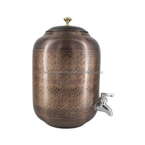 Dispensador de agua de diseño grabado de flores de maceta de cobre puro de Venta caliente de alta calidad con grifo de acero a precio asequible del proveedor - Product Image 5
