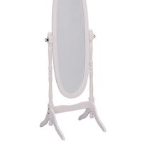 Traditional Oval Standing Floor Mirror 59.25 In Tall White Wooden Frame Full Length For Bedroom Home Decor