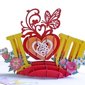 Tarjetas de Regalo Pop-up 3D Personalizables Hechas a Mano con la Frase 'Te Amo', Arte en Papel Ecológico - Product Image 1