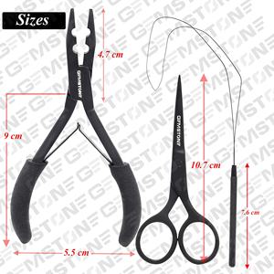 Kit d'outils d'extensions de cheveux réutilisables durables or blanc/noir mat pinces en acier inoxydable Micro anneaux boucle aiguilles pinces à cheveux - Product Image 4