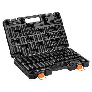 Set di chiavi a bussola a impatto da 48 pezzi, attacco da 3/8 pollici, bussole esagonali SAE e metriche da 5/16 pollici a 3/4 pollici e da 8 pollici a 22 pollici, identificazione facilitata - Product Image 1