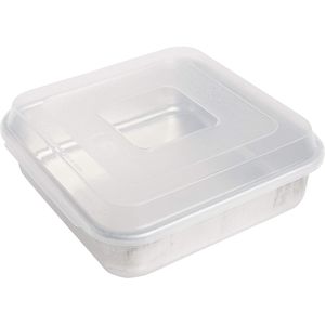 Teglia Quadrata Commerciale in Alluminio Naturale con Coperchio 9,88 x 9,88 Pollici per Piatti e Teglie da Forno - Product Image 1