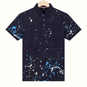 เสื้อโปโลพิมพ์ลายสำหรับผู้ชาย แขนสั้น คุณภาพดีเยี่ยม ระบายอากาศได้ดี ผลิตด้วยมือ เนื้อผ้านุ่ม สวมใส่สบาย - Product Image 1