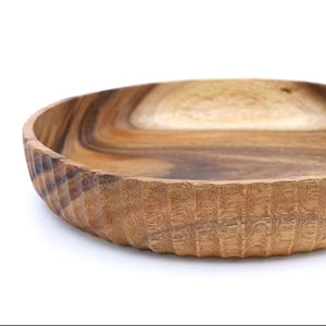 Bandeja Redonda de Madera Tallada a Mano de 28 cm, Apta para Alimentos, Multifuncional para Escritorio, Ropa de Cama, Vajilla de Cocina - Product Image 1