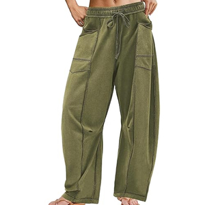 Pantalon de jogging décontracté d'été pour femme, taille haute, coupe ample, avec cordon de serrage, jambe large, style streetwear, vente en gros - Product Image 1