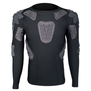 Protège-épaules de rugby, protection de poitrine, sous-vêtement de gardien de but de football noir à manches longues, chemises de compression rembourrées avec protections - Product Image 2