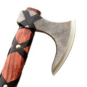Wholesale Low Price Custom Handmade Rocking style high carbon steel Viking <b>axe</b> with wood <b>handle</b> & Handmade leather sheath - Product Image 2