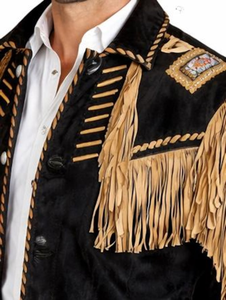Veste Western Homme en Daim Noir à Franges, Style Moto Biker, Vintage Cowboy Rodeo, Vente en Gros Personnalisée - Product Image 4