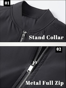 Men's Eco-Friendly Reversible 100% Polyester Bomber <b>Jacket</b> Lightweight Casual Winter Windbreaker <b>Zip</b> <b>up</b> Coat with Pocket - Product Image 4