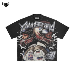 Chemises pour hommes à imprimé graphique personnalisé de haute qualité, surdimensionnées, respirantes, 100% coton, streetwear, tricotées, à manches courtes, style USA - Product Image 1