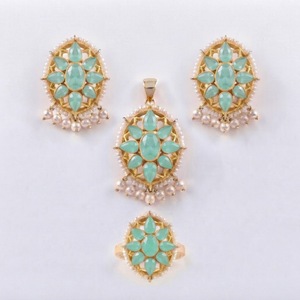 Juego de Joyería de 2 Piezas, Aretes y Colgante de Turquesa con Baño de Oro y Circonitas, Proveedor de Fábrica B2B Personalizado - Product Image 3